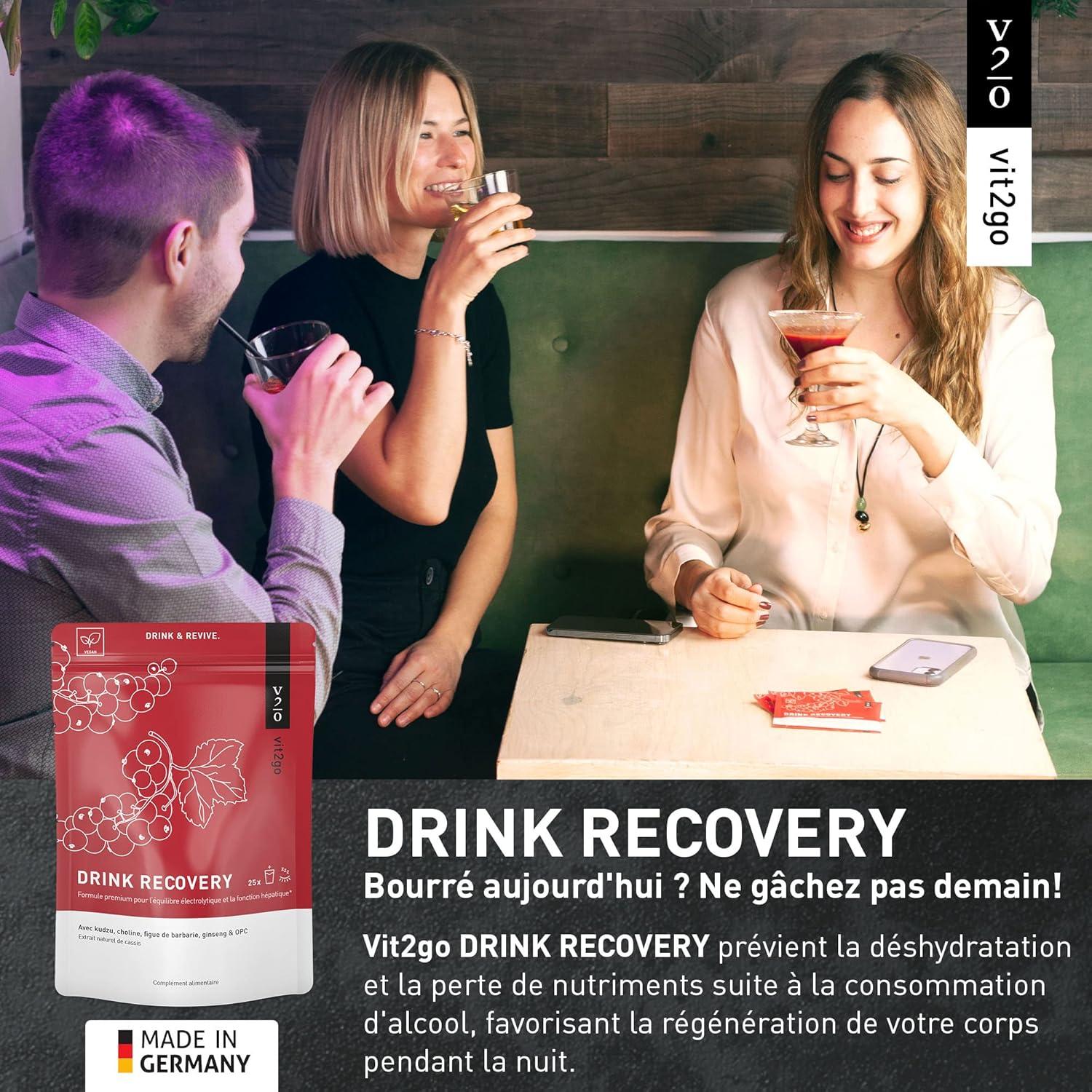 imageVit2go DRINK RECOVERY 30 sachets Poudre dlectrolytes boire vitamines pour une matine frache et aprs lentranement saveur rafrachissante groseille boisson lectrolytiquesblackcurrant