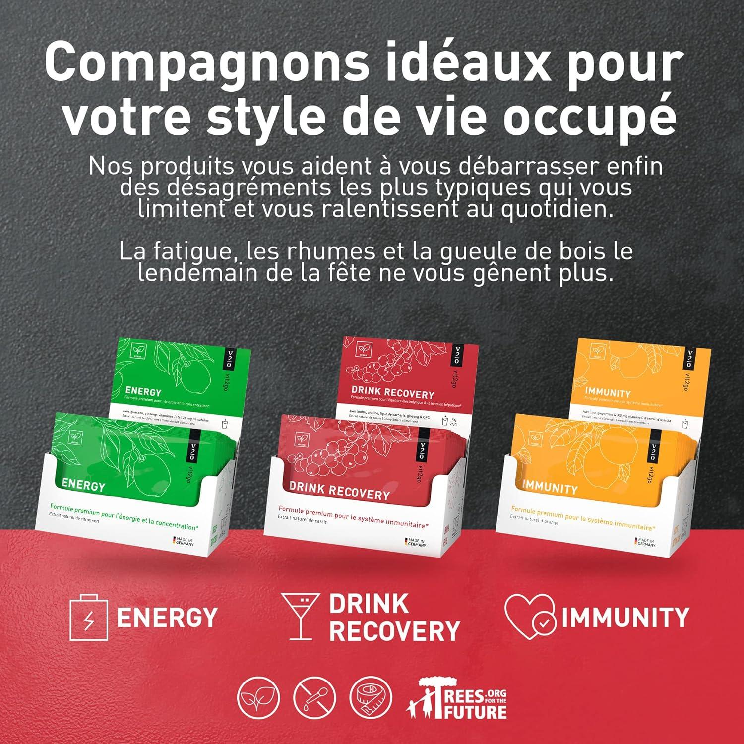 imageVit2go DRINK RECOVERY 30 sachets Poudre dlectrolytes boire vitamines pour une matine frache et aprs lentranement saveur rafrachissante groseille boisson lectrolytiquesblackcurrant