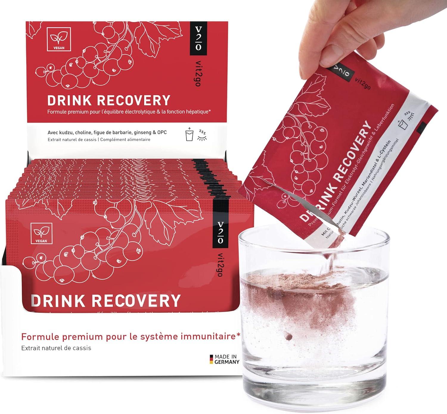 imageVit2go DRINK RECOVERY 30 sachets Poudre dlectrolytes boire vitamines pour une matine frache et aprs lentranement saveur rafrachissante groseille boisson lectrolytiquesblackcurrant