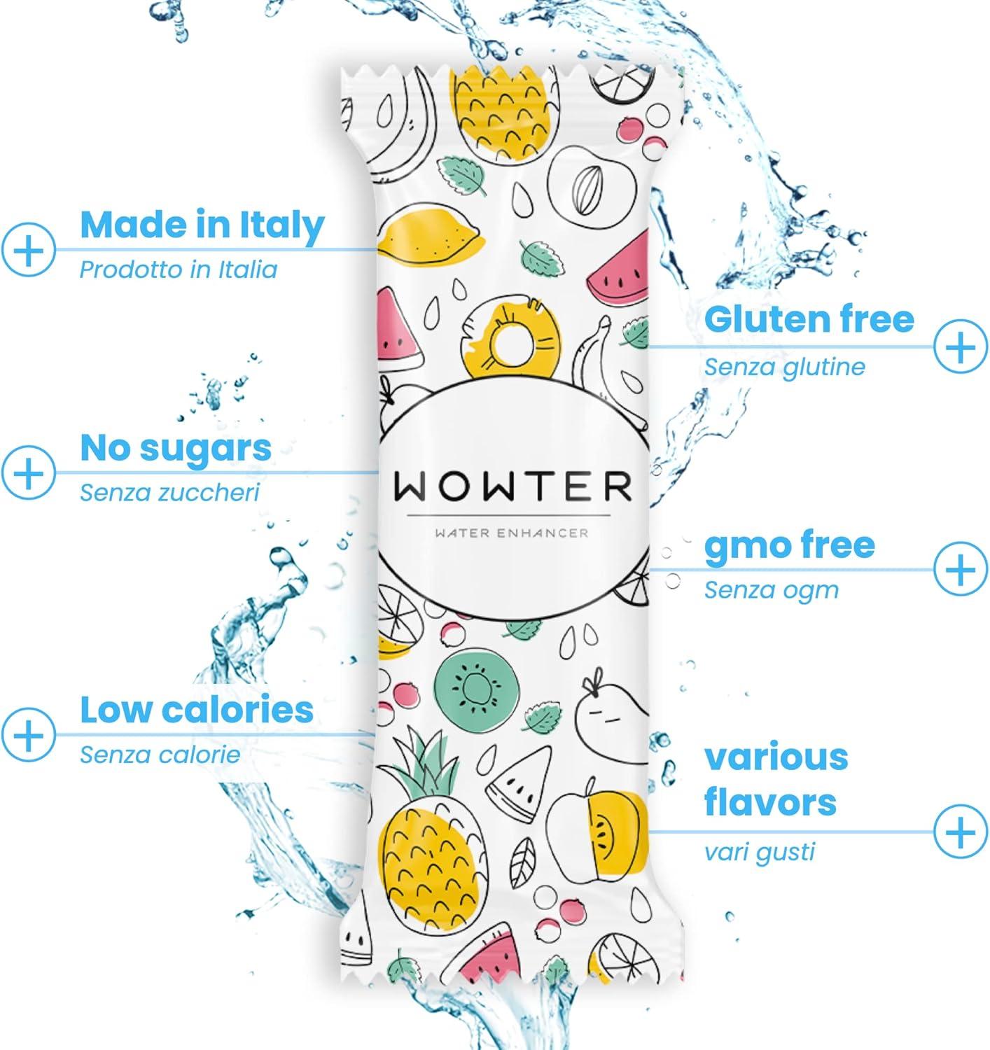 imageWOWTER by AMZ BETTER Poudre Pour Aromatiser leau 24 Sachets de Poudre de Saveur de Orange Sans Calories Sans OGM Sans Gluten Sans Sucre Made in Italy 96 g