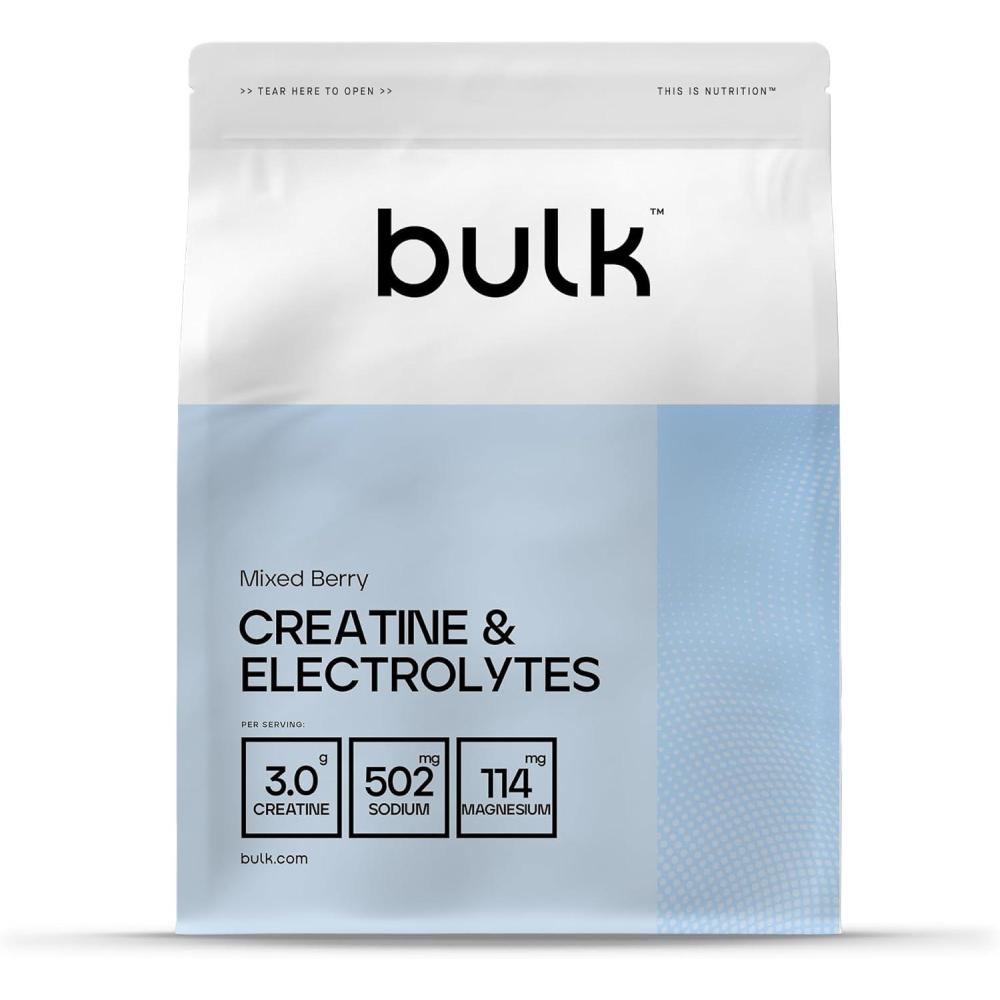 imageBulk Poudre de Cratine ampamp lectrolytes 300g Fruits rouges 3g de cratine lectrolytes et vitamines essentiels Amliore lnergie lhydratation et la performance Idal pour HIIT