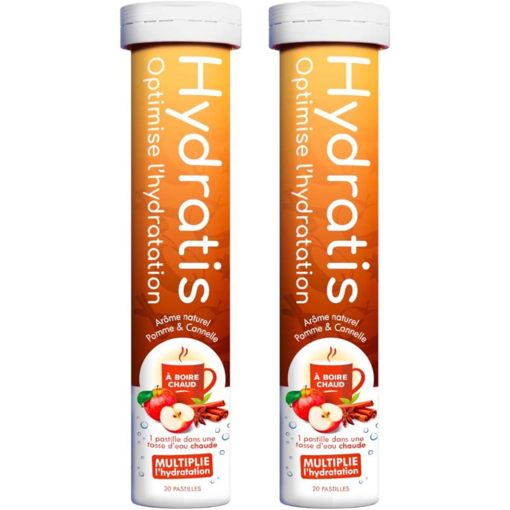 imageHYDRATIS Pastilles Hydratation Electrolytes Miel Citron Gamme Chaude Amliore lHydratation et Favorise lnergie Formule Isotonique Sport Rcupration Bientre 2 tubes 40 PastillesPomme Cannelle