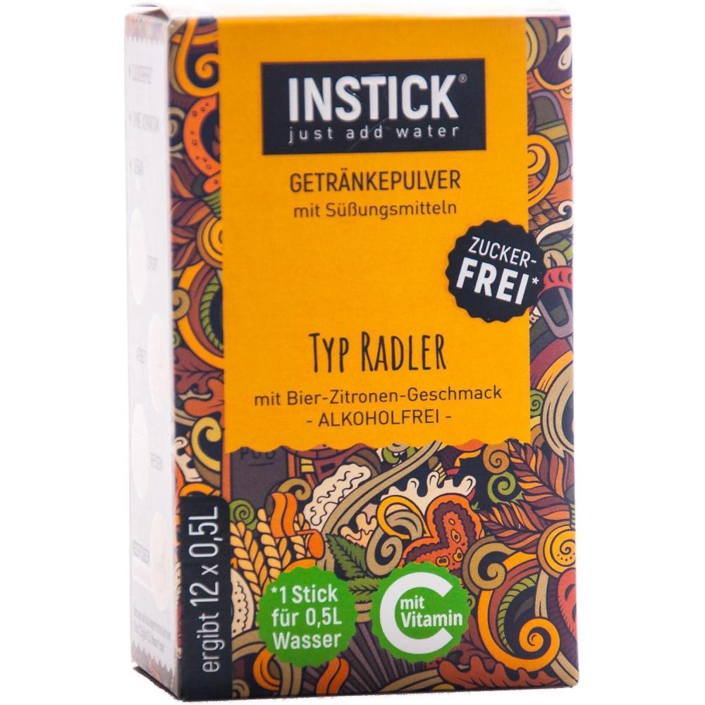 imageINSTICK Boisson instantane sans sucre Radler 1 paquet pour 12 x 05 1 l Poudre vgtalienne faible en calories et vitamine C Poudre instantaneRadler