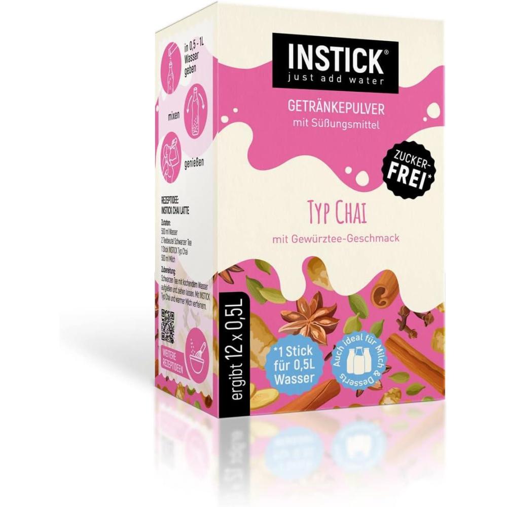 imageINSTICK Boisson instantane sans sucre pour produits laitiers type Chai 1 paquet pour 12 x 05 l Idal pour le lait le yaourt le skyr le fromage blanc cass vgtalien et faible en calories24 g Lot de 1