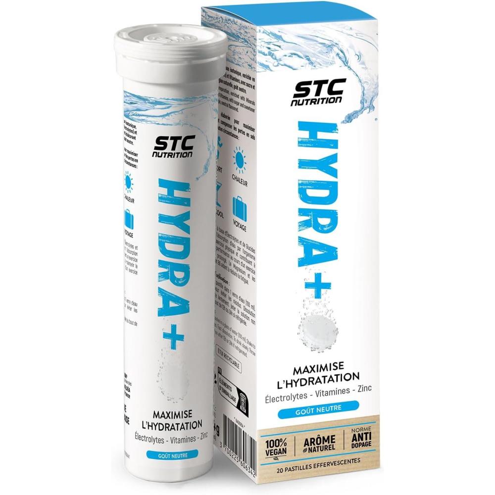 imageSTC NUTRITION  Hydra  Prparation pour boisson isotonique  base dlectrolytes Vitamines sucre et dulcorant naturels  Optimise lhydratation  20 Pastilles  Got CitronGot Neutre