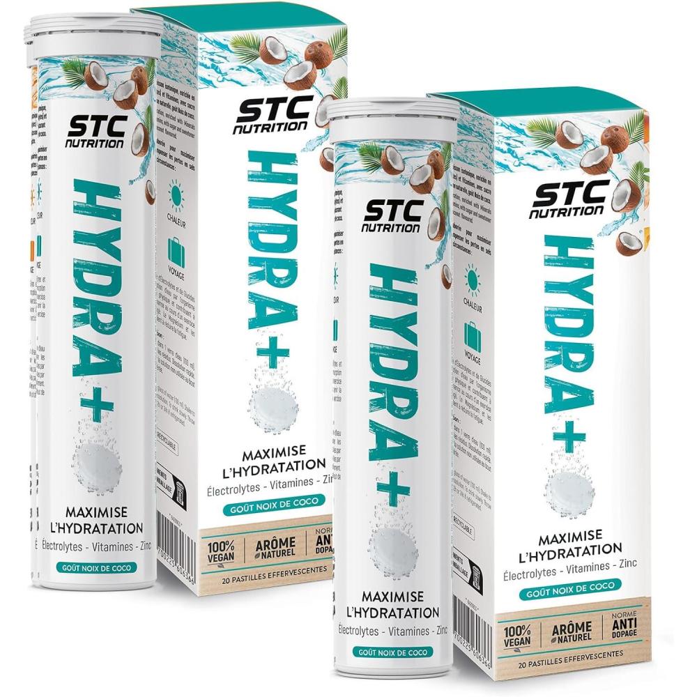 imageSTC NUTRITION Hydra Prparation pour boisson isotonique base dlectrolytes Vitamines sucre et dulcorant naturels Optimise lhydratation 20 Pastilles Got CitronCoco