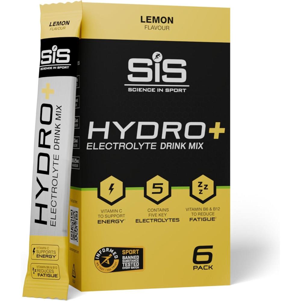 imageScience in Sport HYDRO Electrolyte Drink Mix 6x43g Orange ampamp mangue Poudre dlectrolytes vegan Boisson sportive en poudre avec vitamine C et 5 lectrolytes essentielsCitron