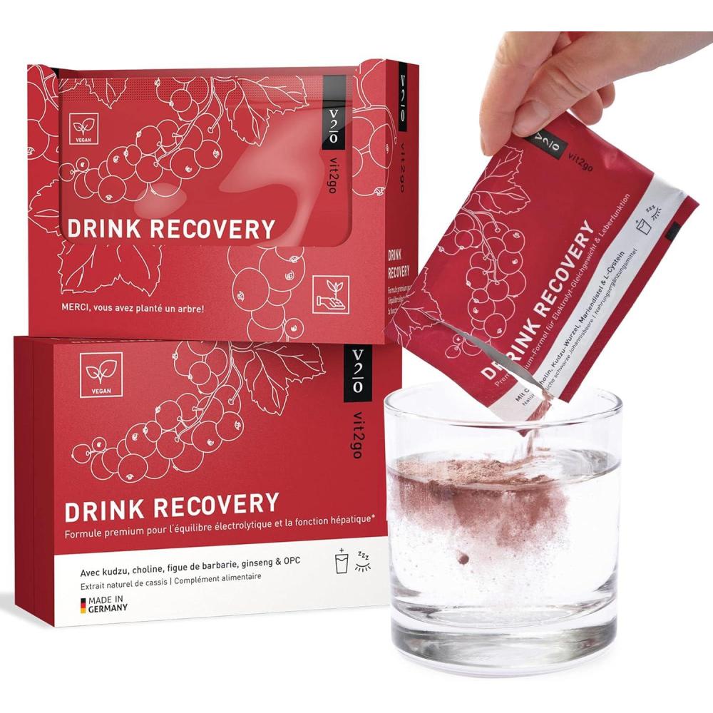 imageVit2go DRINK RECOVERY 30 sachets  Poudre dlectrolytes  boire vitamines pour une matine frache et aprs lentranement saveur rafrachissante groseille boisson lectrolytiquesblackcurrant