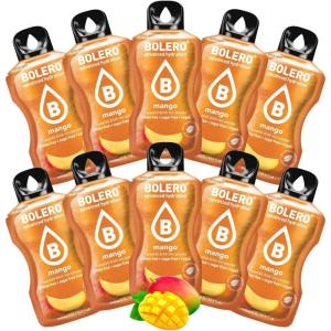 BOLERO Exotiques | Assortiment de 10 sticks 9g de Poudre pour Boisson sans sucre à la Stevia | Sans Conservateur ni colorants artificiels, Faible en calories, il convient pour toute la Famille(Mangue)