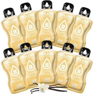 BOLERO Exotiques | Assortiment de 10 sticks 9g de Poudre pour Boisson sans sucre à la Stevia | Sans Conservateur ni colorants artificiels, Faible en calories, il convient pour toute la Famille(Vanille)