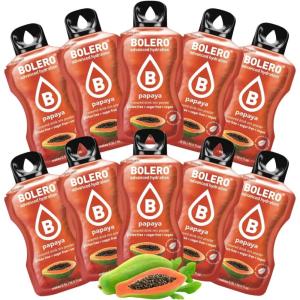 BOLERO Exotiques | Assortiment de 10 sticks 9g de Poudre pour Boisson sans sucre à la Stevia | Sans Conservateur ni colorants artificiels, Faible en calories, il convient pour toute la Famille(Papaye)