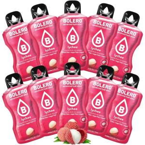 BOLERO Exotiques | Assortiment de 10 sticks 9g de Poudre pour Boisson sans sucre à la Stevia | Sans Conservateur ni colorants artificiels, Faible en calories, il convient pour toute la Famille(Litchi)