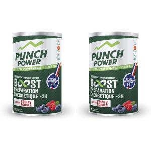 Boisson energetique PUNCH POWER | Boost énergétique -3H | Poudre energisante sport energie & hydratation | Vitamine b12 + glucides + electrolytes | Goût fruits rouges | Made in France (Lot de 2)(Pack of 2)