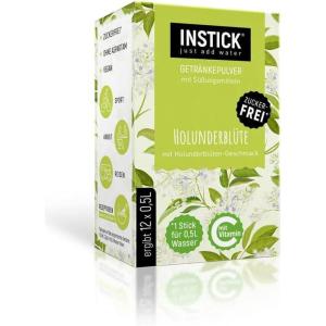 INSTICK Boisson instantanée sans sucre (Radler) – 1 paquet pour 12 x 0,5 à 1 l – Poudre végétalienne faible en calories et vitamine C – Poudre instantanée(Fleur de sureau)