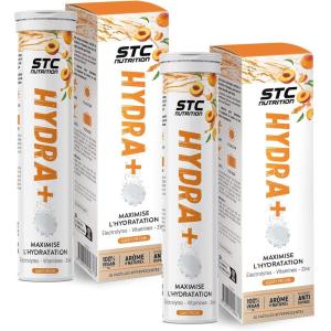 STC NUTRITION – Hydra+ – Préparation pour boisson isotonique à base d&rsquo;Électrolytes, Vitamines, sucre et édulcorant naturels – Optimise l&rsquo;hydratation – 20 Pastilles – Goût Citron(Pêche)