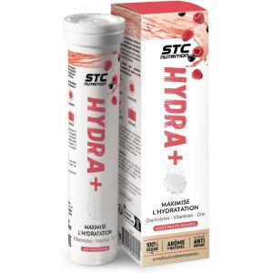 STC NUTRITION – Hydra+ – Préparation pour boisson isotonique à base d&rsquo;Électrolytes, Vitamines, sucre et édulcorant naturels – Optimise l&rsquo;hydratation – 20 Pastilles – Goût Citron(Fruits Rouges)