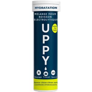 Uppy! Pastilles d’Hydratation Électrolytes Citron-Limette – 10 unités (1 Tube) – Boisson Effervescente Réhydratation – Pour Voyage, Sport, Festivals – Alternative Saine aux Boissons Sucrées(Lemon Lime)