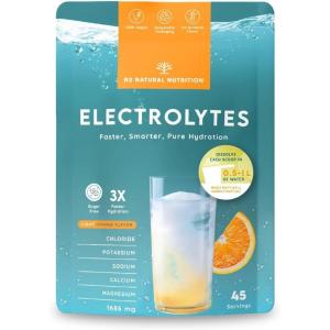 Électrolyte sans sucre, 45 jours d&rsquo; hydratation. Boisson 5 électrolytes, chloride, potassium, sodium, calcium, magnésium. Bio, enérgetique, sportif. N2 Natural Nutrition(Électrolyte)
