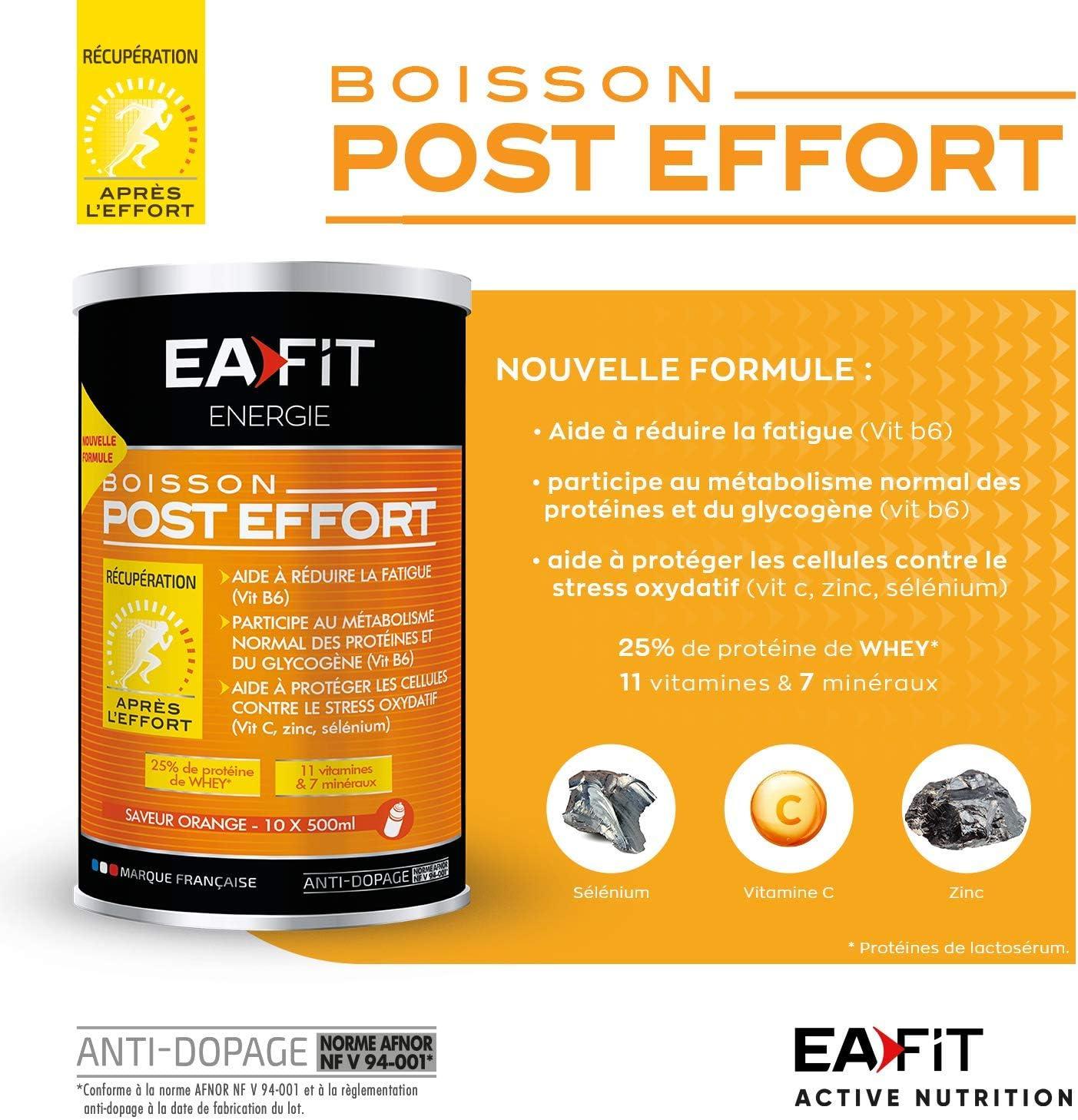imageEAFIT Boisson PostEffort Aide rduire la fatigue et protge les cellules contre le stress oxydatif 26g de glucides 11g de protines 11 vitamines et 7 minraux par shaker Orange 457g457 g Lot de 2
