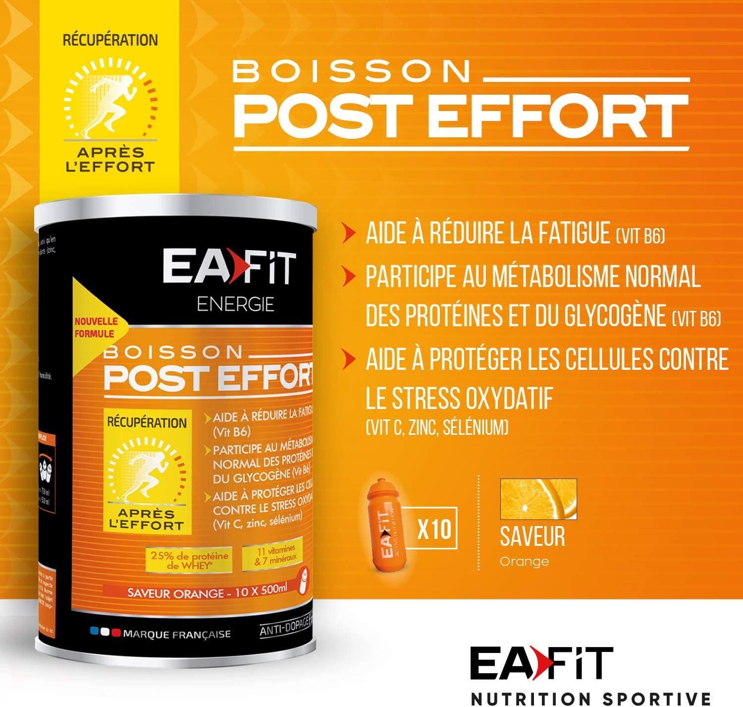imageEAFIT Boisson PostEffort Aide rduire la fatigue et protge les cellules contre le stress oxydatif 26g de glucides 11g de protines 11 vitamines et 7 minraux par shaker Orange 457g457 g Lot de 2