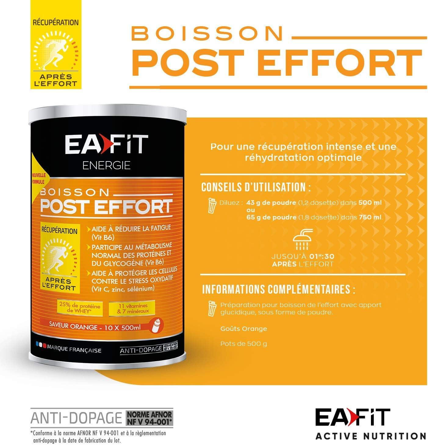 imageEAFIT Boisson PostEffort Aide rduire la fatigue et protge les cellules contre le stress oxydatif 26g de glucides 11g de protines 11 vitamines et 7 minraux par shaker Orange 457g457 g Lot de 2