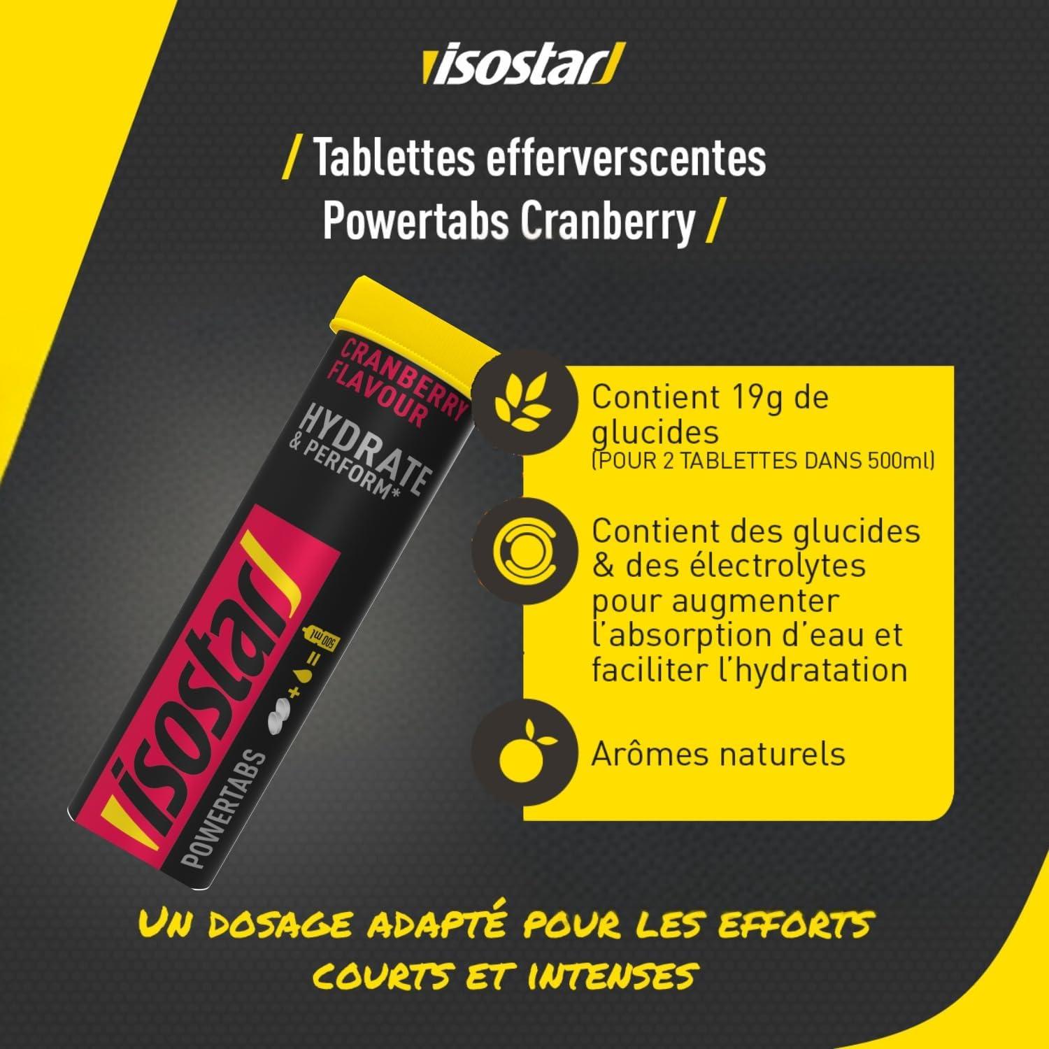 imageIsostar Hydrate ampamp Perform Powertabs Saveur Orange Tablettes Effervescentes Boisson Isotonique Sport lectrolytes Hydratation Running Vlo ampamp Trail Vitamines C E ampamp B110 Tablettes 120gCranberry
