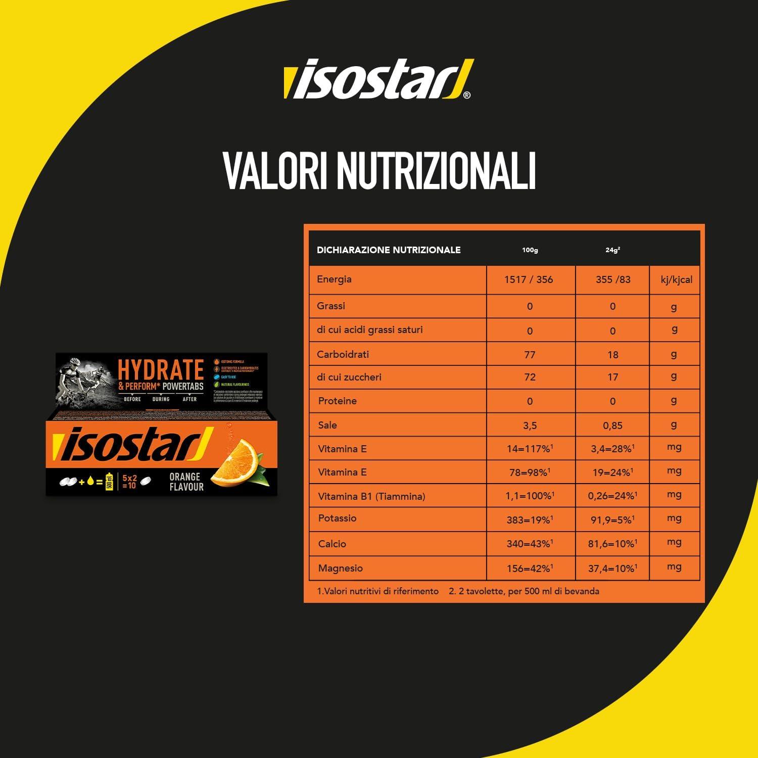 imageIsostar Hydrate ampamp Perform Powertabs Saveur Orange Tablettes Effervescentes Boisson Isotonique Sport lectrolytes Hydratation Running Vlo ampamp Trail Vitamines C E ampamp B110 Tablettes 120gOrange