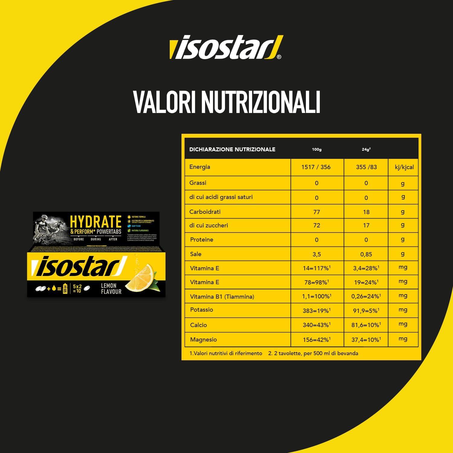 imageIsostar Hydrate ampamp Perform Powertabs Saveur Orange Tablettes Effervescentes Boisson Isotonique Sport lectrolytes Hydratation Running Vlo ampamp Trail Vitamines C E ampamp B110 Tablettes 120gCitron