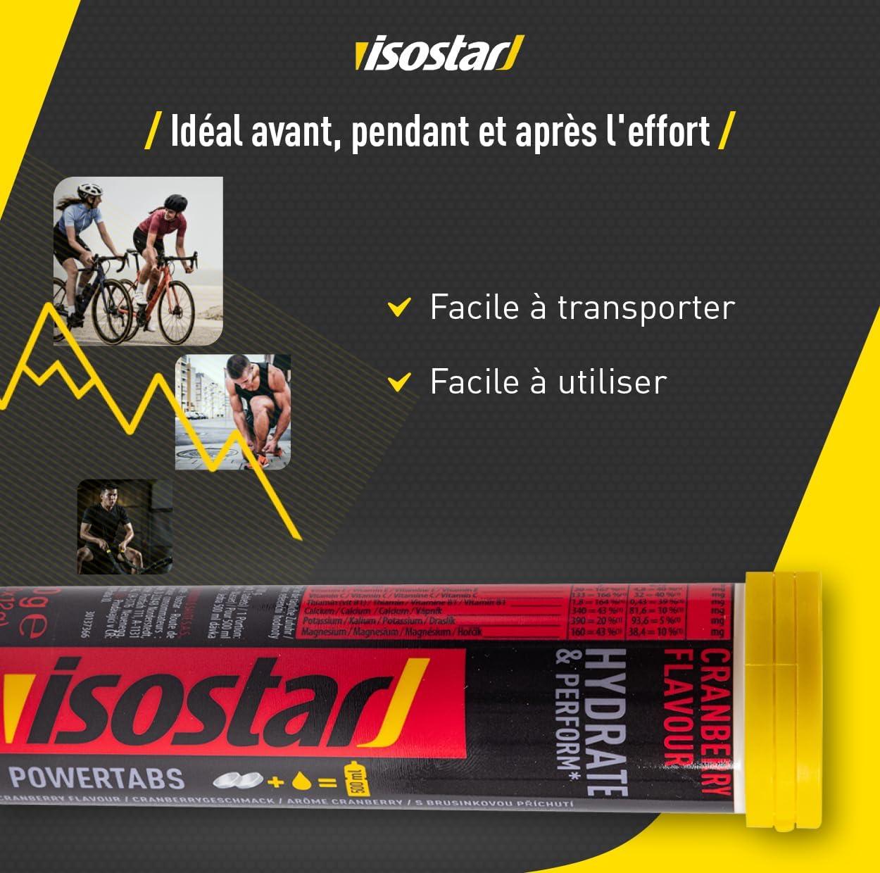 imageIsostar Hydrate ampamp Perform Powertabs Saveur Orange Tablettes Effervescentes Boisson Isotonique Sport lectrolytes Hydratation Running Vlo ampamp Trail Vitamines C E ampamp B110 Tablettes 120gCranberry