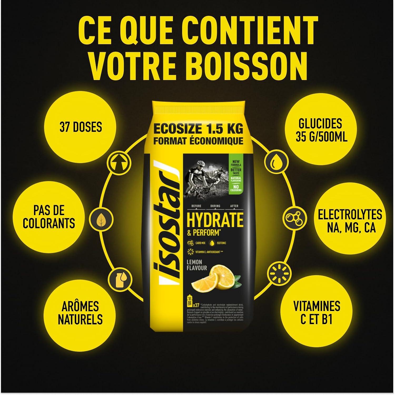 imageIsostar Hydrate ampamp Perform Saveur Citron Poudre pour Boisson Isotonique 14 Doses 560 gCitron 1 5kg