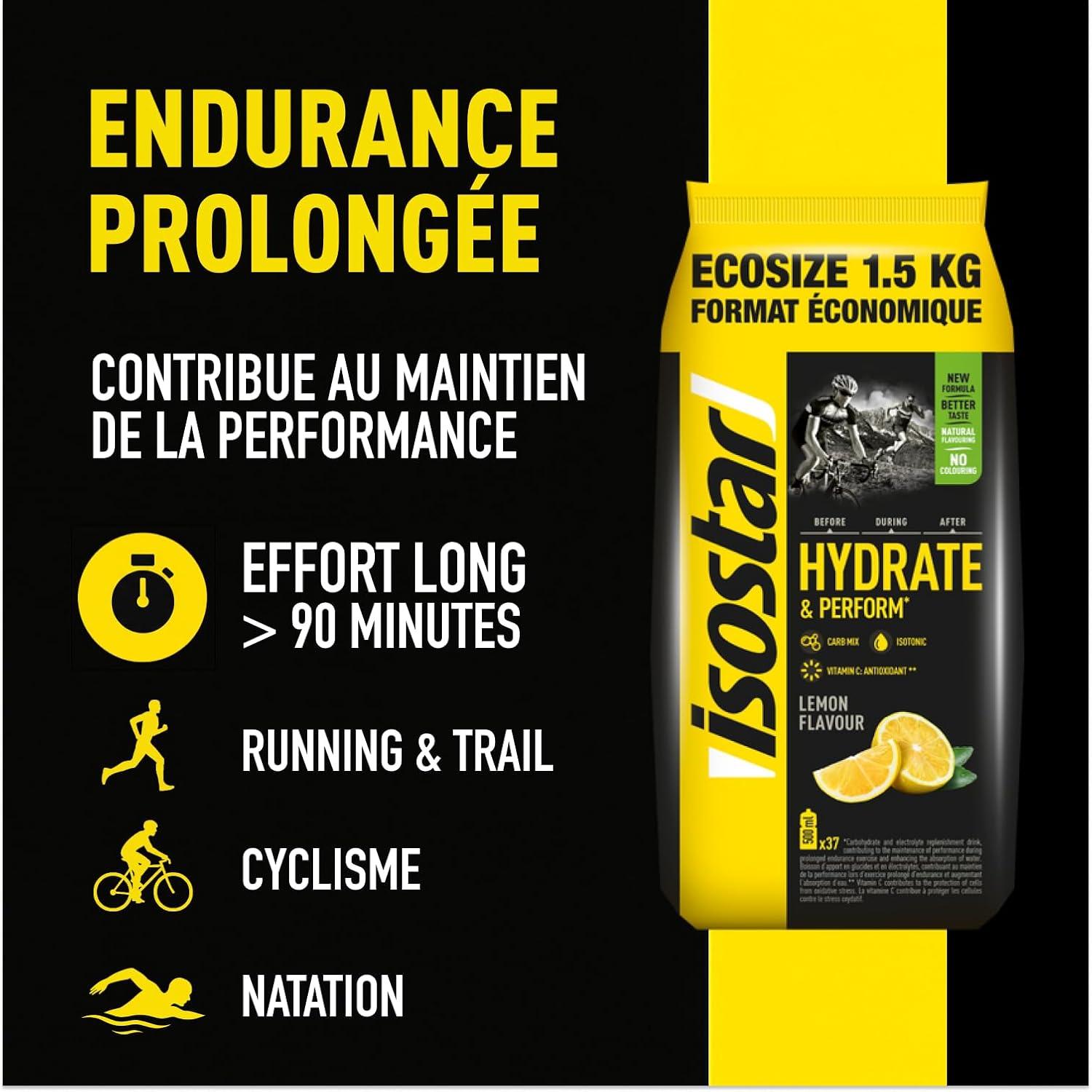 imageIsostar Hydrate ampamp Perform Saveur Citron Poudre pour Boisson Isotonique 14 Doses 560 gCitron 1 5kg