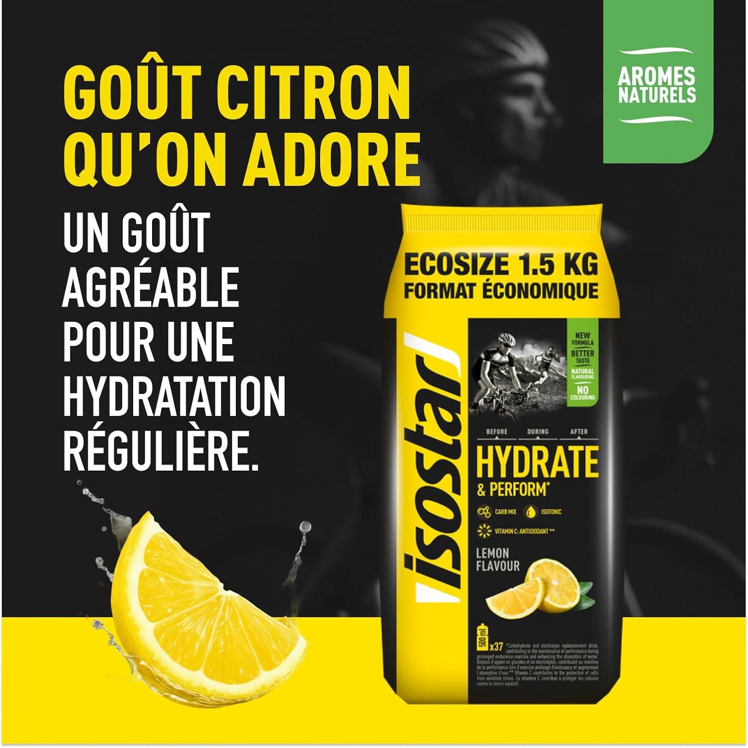 imageIsostar Hydrate ampamp Perform Saveur Citron Poudre pour Boisson Isotonique 14 Doses 560 gCitron 1 5kg