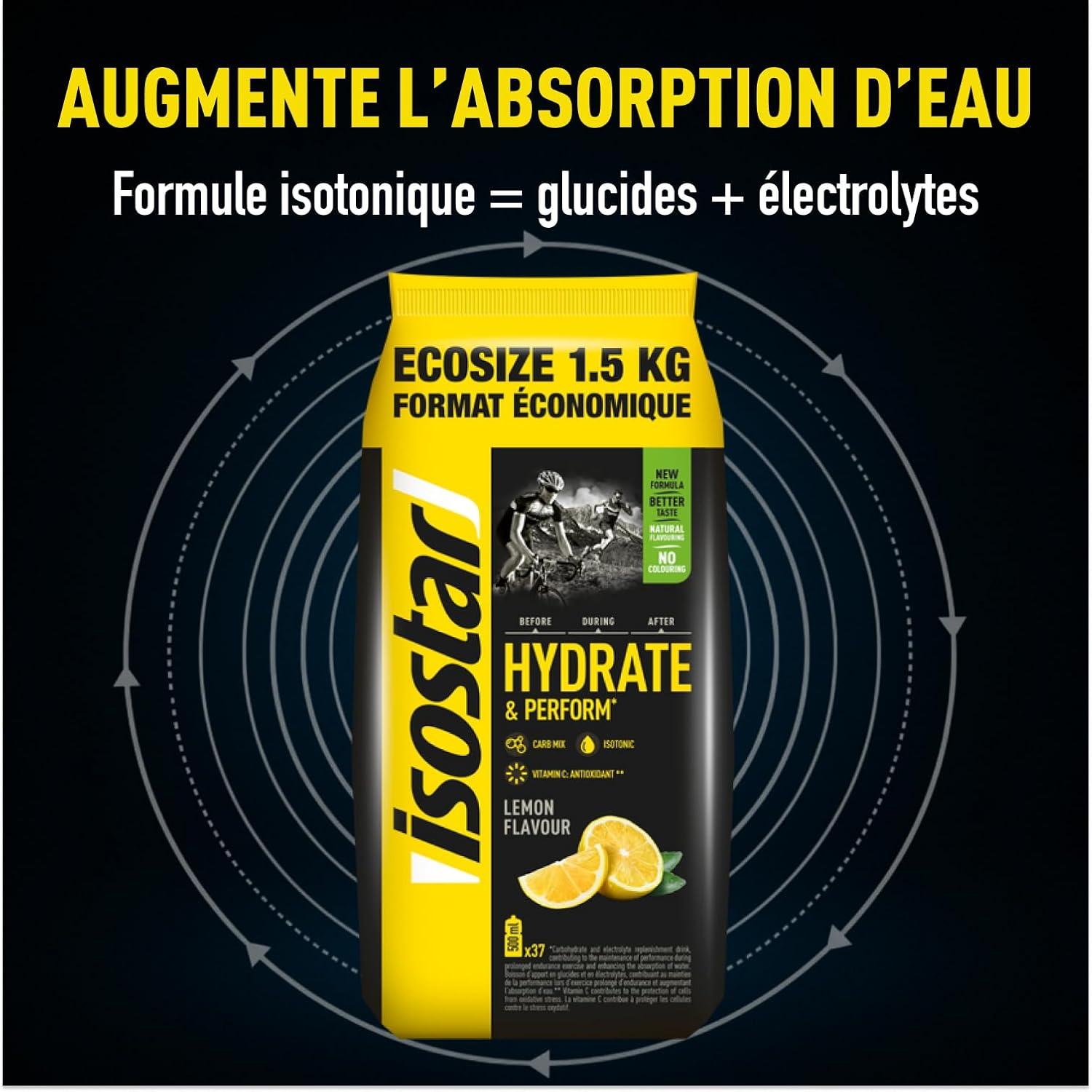 imageIsostar Hydrate ampamp Perform Saveur Citron Poudre pour Boisson Isotonique 14 Doses 560 gCitron 1 5kg