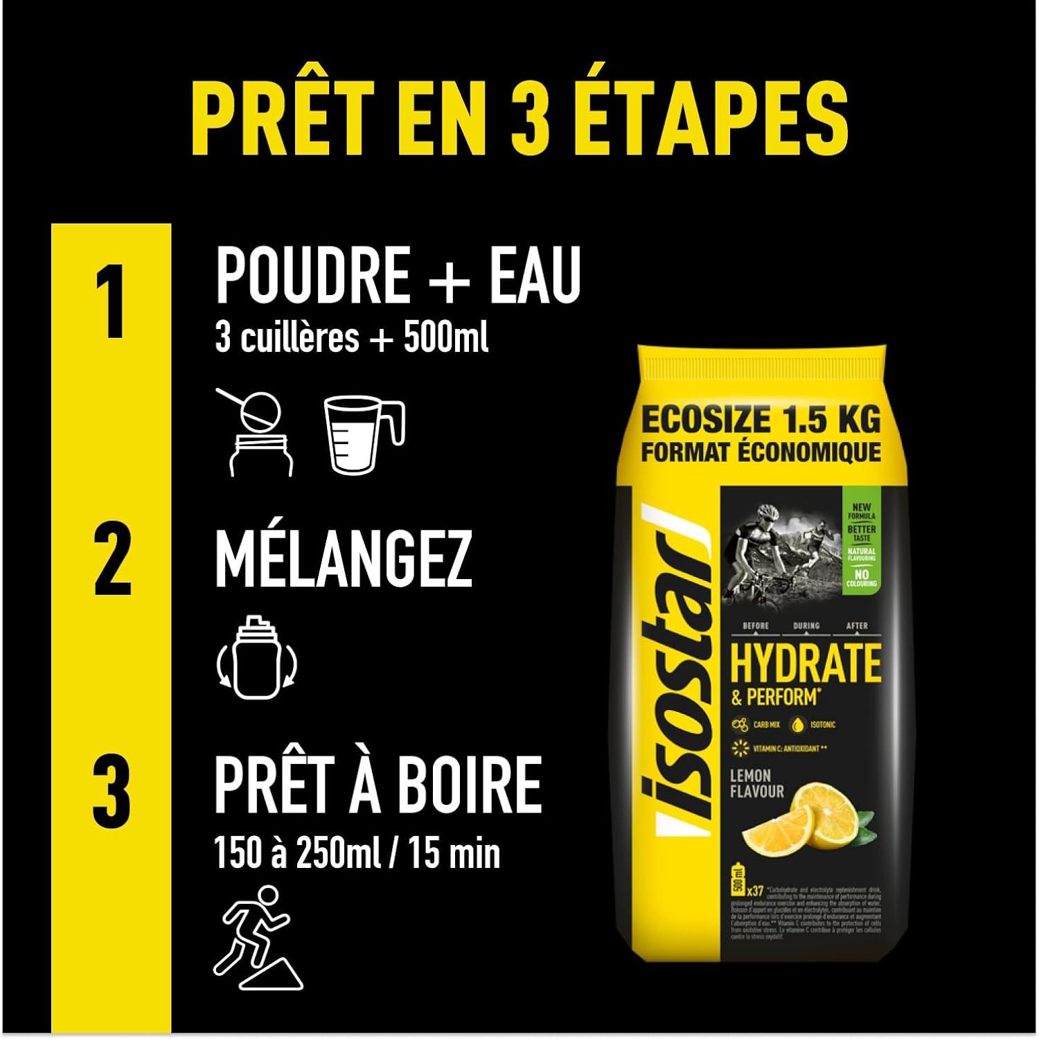 imageIsostar Hydrate ampamp Perform Saveur Citron Poudre pour Boisson Isotonique 14 Doses 560 gCitron 1 5kg