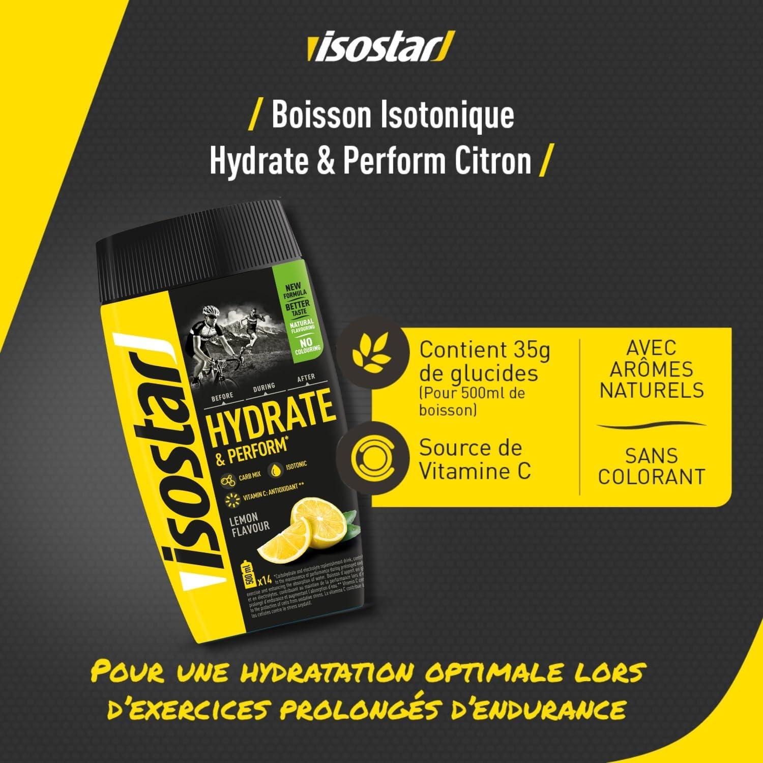 imageIsostar Hydrate ampamp Perform Saveur Citron Poudre pour Boisson Isotonique 14 Doses 560 gCitron 560g 650ml