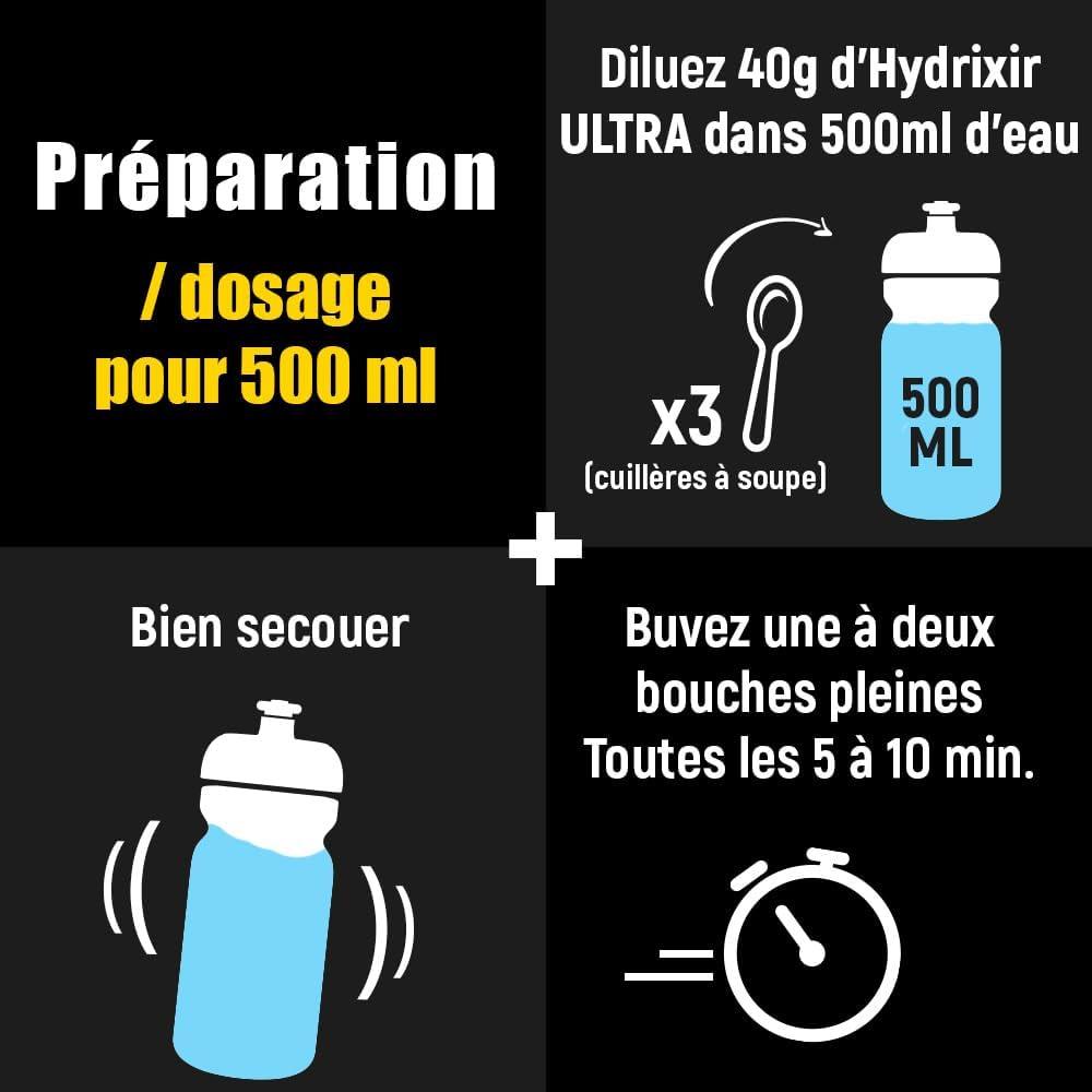 imageOverstims Boisson nergtique Hydrixir Ultra 400g 3 sources de glucides 4 lectrolytes 6 vitamines BCAA Glutamine Bicarbonate de sodium Saveur peu sucre Fruits rougesTh pche