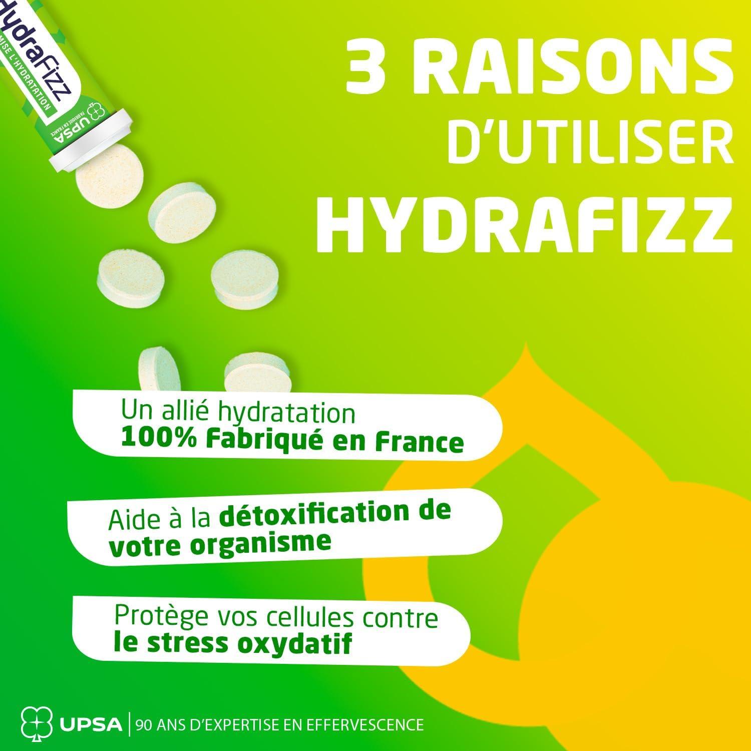 imageUPSA Hydrafizz Dtox Complment Alimentaire Dtox ampamp Hydratation lectrolytes Artichaut Gingembre Bouleau ampamp Vitamine C Got Citron Fabriqu en France 16 Comprims Effervescents