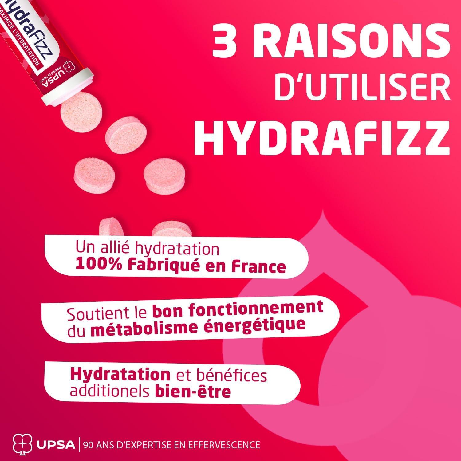 imageUPSA Hydrafizz Hydra Fraise Complment Alimentaire Hydratation Quotidienne lectrolytes Glucose ampamp Vitamine C Got Fraise Fabriqu en France 16 Comprims Effervescents