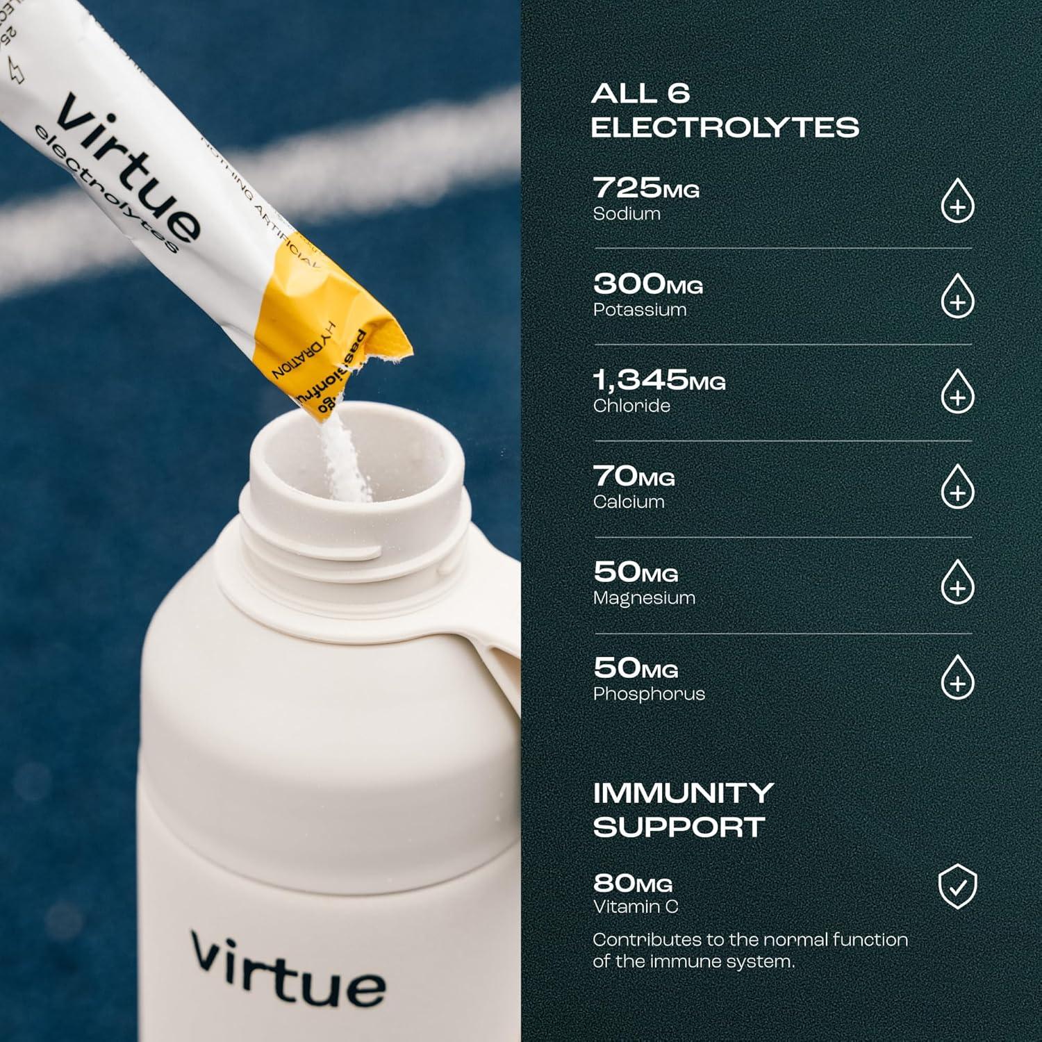 imageVirtue lectrolytes Sachets dhydratation Pack dcouverte Zro sucre 6 lectrolytes sels minraux hydratants vitamine C Pack de 12 Lemon Lime Limonade Fraise Mangue ampamp Fruit de la PassionLemon Lime Sal