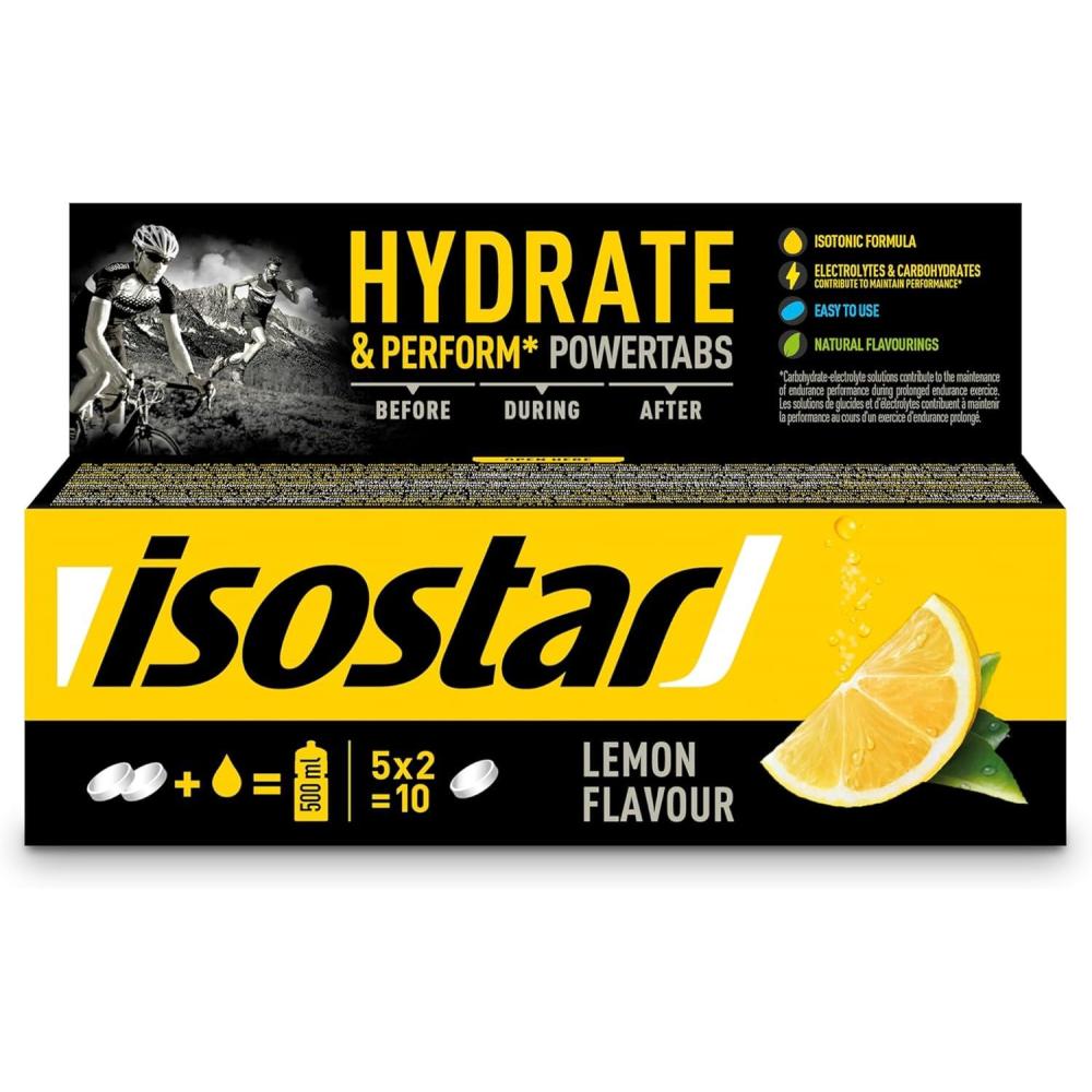 imageIsostar Hydrate ampamp Perform Powertabs Saveur Orange Tablettes Effervescentes Boisson Isotonique Sport lectrolytes Hydratation Running Vlo ampamp Trail Vitamines C E ampamp B110 Tablettes 120gCitron