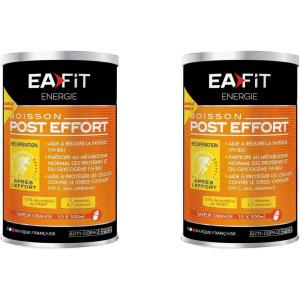 EAFIT| Boisson Post-Effort | Aide à réduire la fatigue et protège les cellules contre le stress oxydatif | 26g de glucides, 11g de protéines, 11 vitamines et 7 minéraux par shaker | Orange 457g(457 g (Lot de 2))