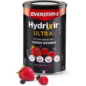Overstim.s – Boisson énergétique Hydrixir Ultra (400g) – 3 sources de glucides – 4 électrolytes – 6 vitamines – BCAA + Glutamine – Bicarbonate de sodium – Saveur peu sucrée – Fruits rouges(Fruits rouges)