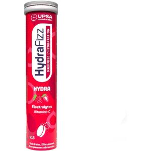 UPSA – Hydrafizz Hydra Fraise – Complément Alimentaire Hydratation Quotidienne – Électrolytes, Glucose & Vitamine C – Goût Fraise – Fabriqué en France – 16 Comprimés Effervescents
