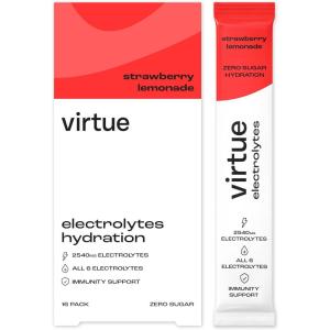 Virtue Électrolytes Sachets d’hydratation – Pack découverte | Zéro sucre | 6 électrolytes, sels minéraux hydratants, vitamine C (Pack de 12) [Lemon Lime, Limonade Fraise, Mangue & Fruit de la Passion](Limonade Fraise Salée)