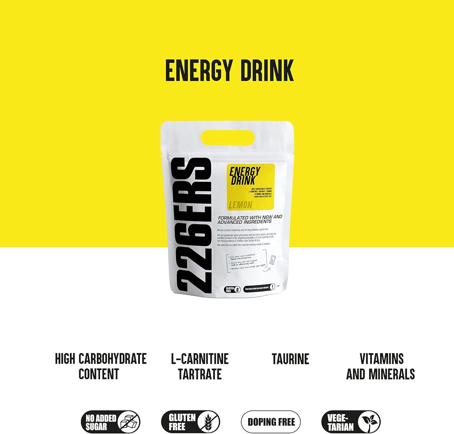 image226ERS Energy Drink Boisson Energtique avec Amylopectine Taurine et LCarnitine Sans Gluten et Sans Lactose Mandarine 500 grCitron