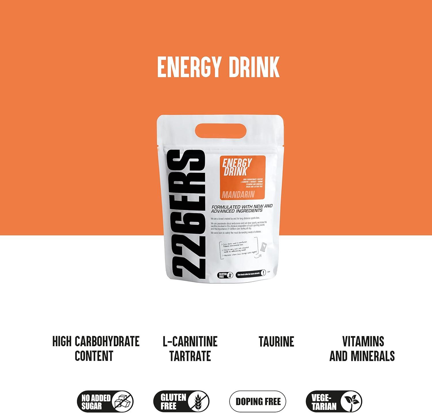 image226ERS Energy Drink Boisson Energtique avec Amylopectine Taurine et LCarnitine Sans Gluten et Sans Lactose Mandarine 500 grMandarine