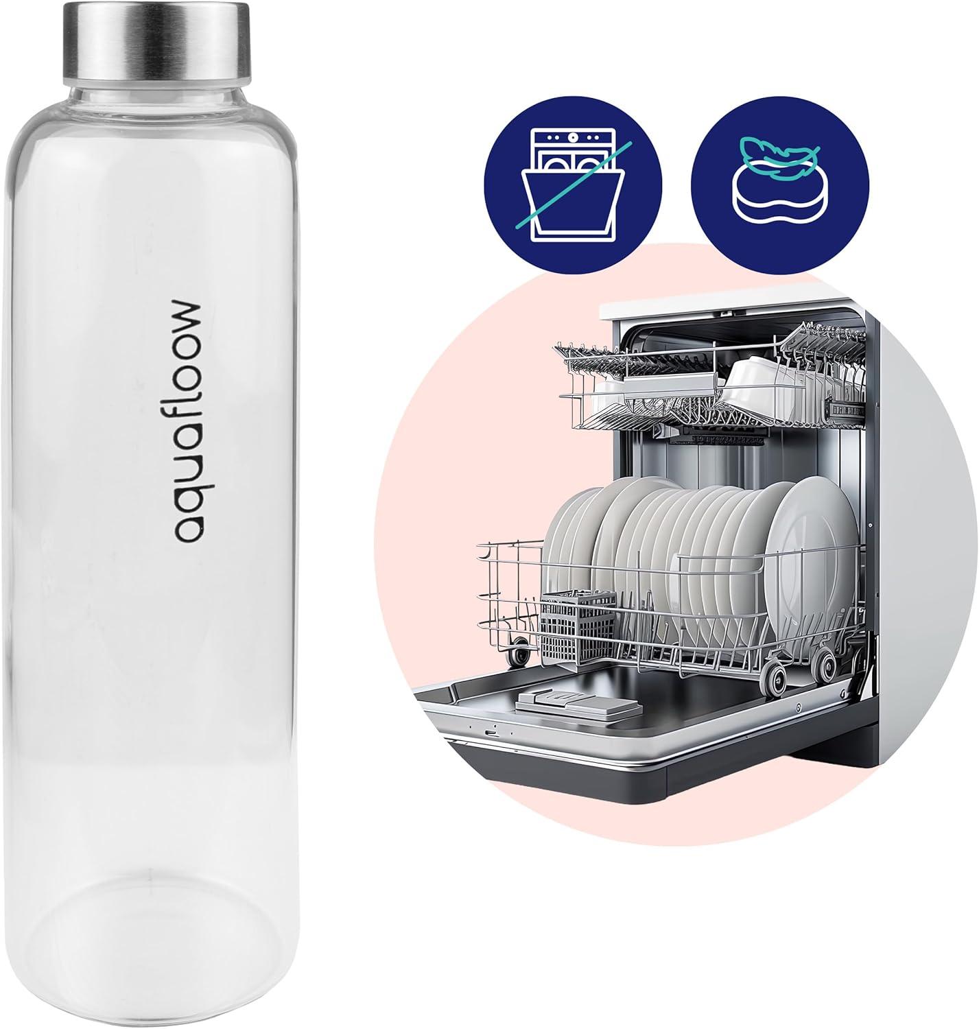 imageAquafloow Bouteille deau Brosilicate tui en Noprne 700 ml Flacons deau en Verre avec Couvercle en Bambou Sans BPA Idale pour Le Bureau Lcole La Maison Bleu foncRose
