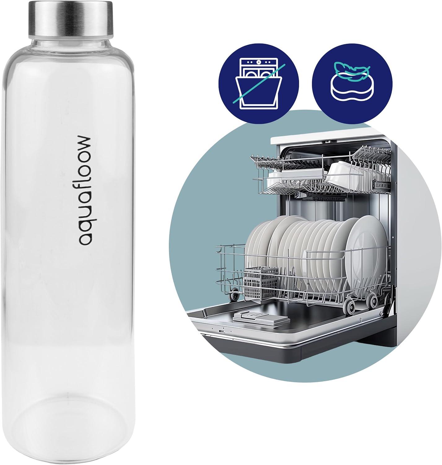 imageAquafloow Bouteille deau Brosilicate tui en Noprne 700 ml Flacons deau en Verre avec Couvercle en Bambou Sans BPA Idale pour Le Bureau Lcole La Maison Bleu foncBleu Fonc
