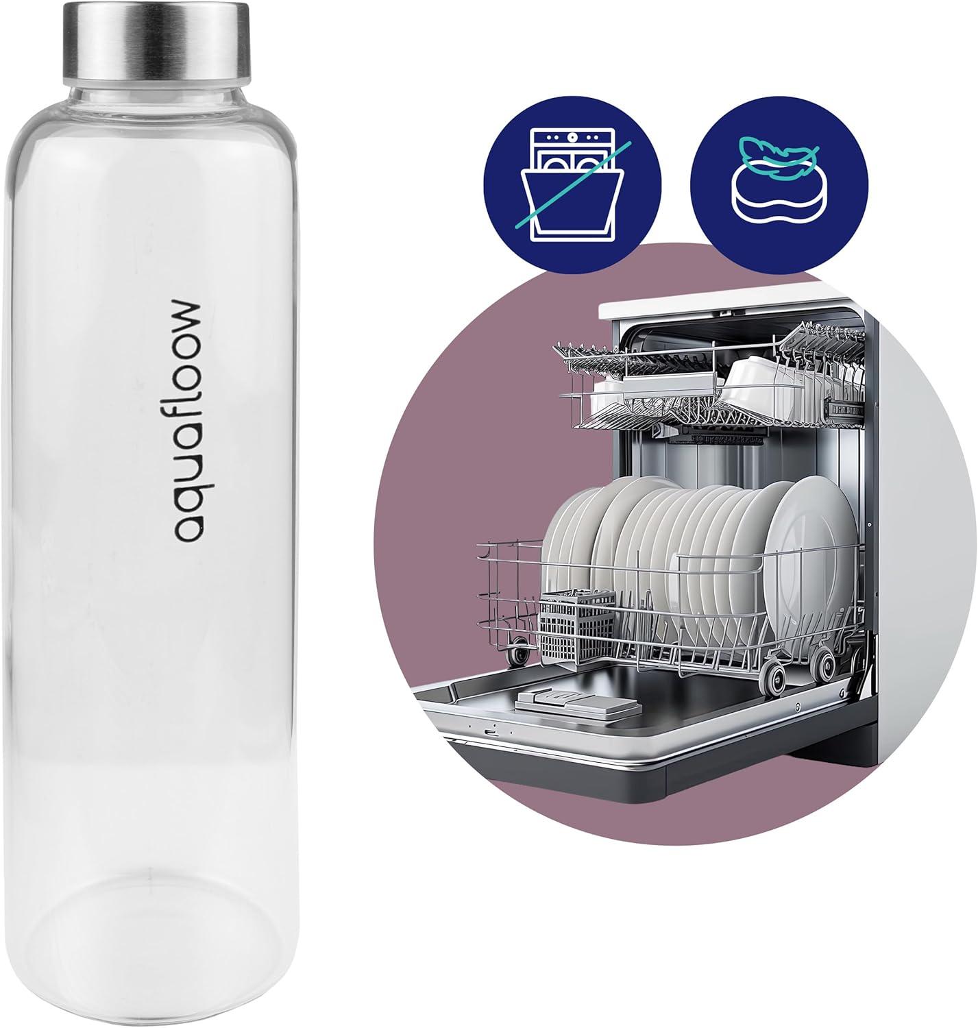 imageAquafloow Bouteille deau Brosilicate tui en Noprne 700 ml Flacons deau en Verre avec Couvercle en Bambou Sans BPA Idale pour Le Bureau Lcole La Maison Bleu foncBordeaux