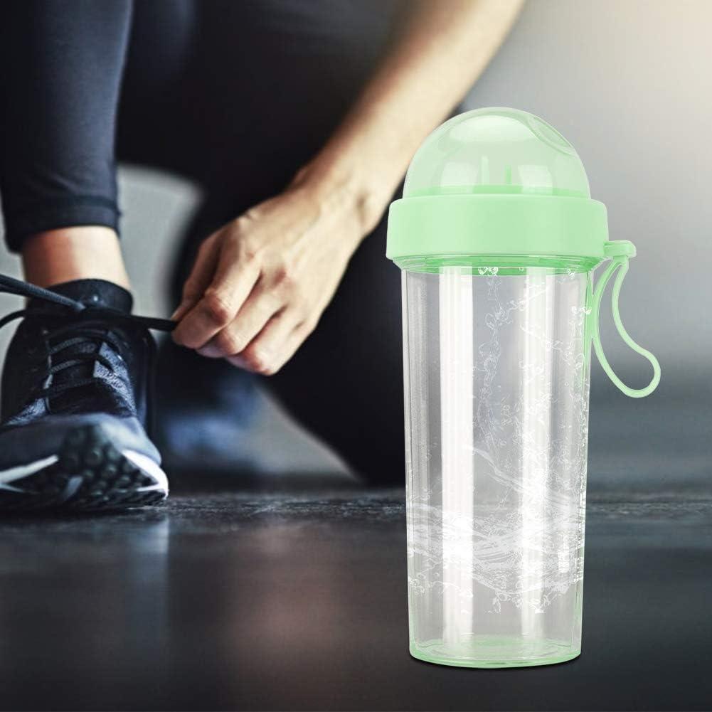 imageAramox Tasse Boire Double Usage Bouteille deau Rutilisable Portable avec Deux Pailles Tasse de Boisson Sportive Idale pour les Voyages en Plein Air PINKGreen